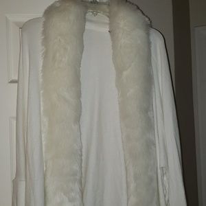 White faux fur sweater
